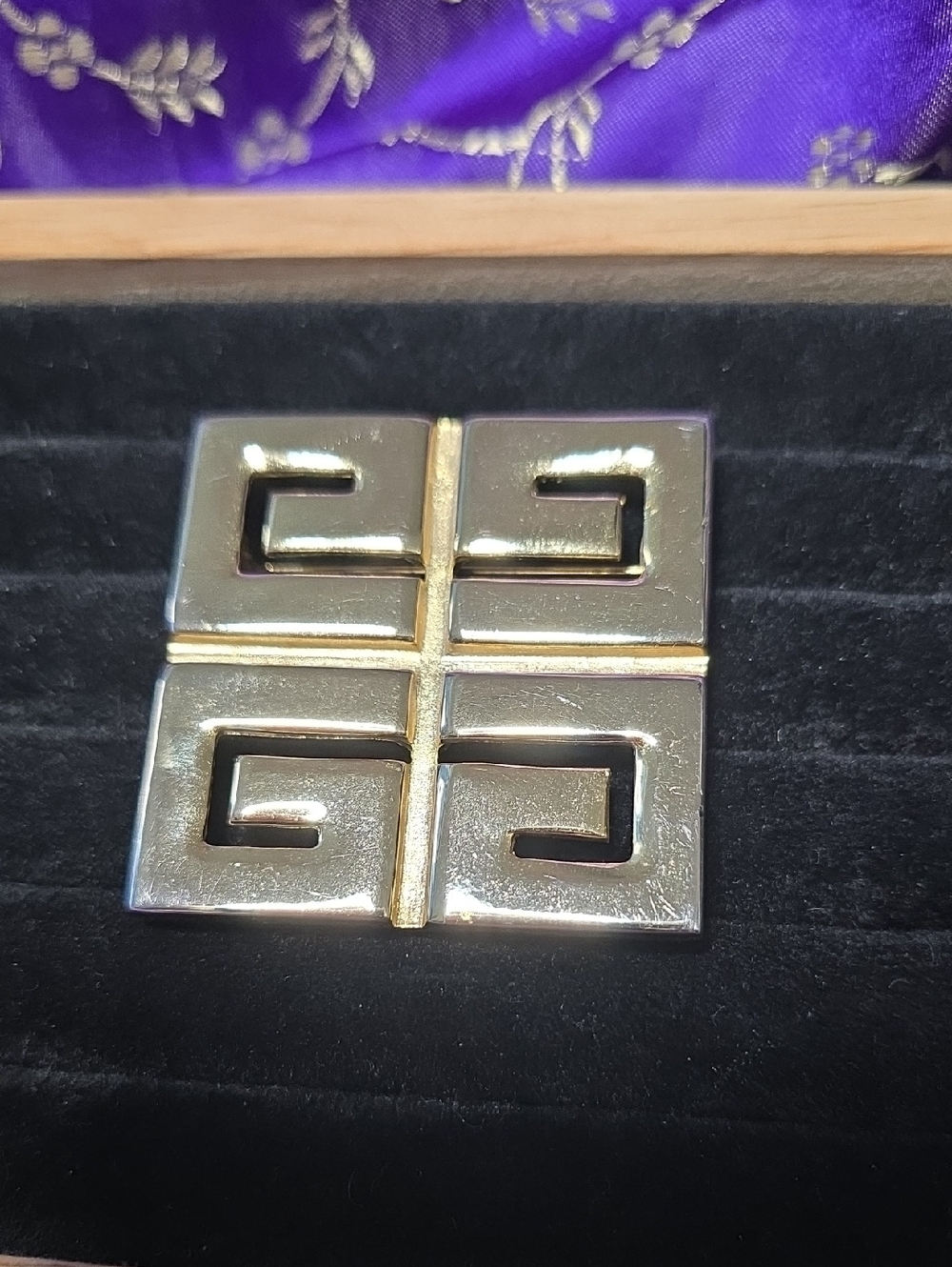 Vintage - Givenchy Gold-Tone Interlocking Logo Brooch